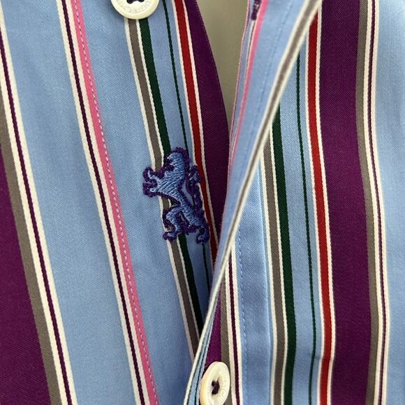 Bugatchi striped shaped fit long sleeve shirt - Picture 4 of 8